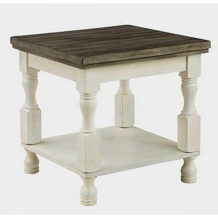 Calandra : Đôn Trang Trí 2 Tầng - Trắng + Xám